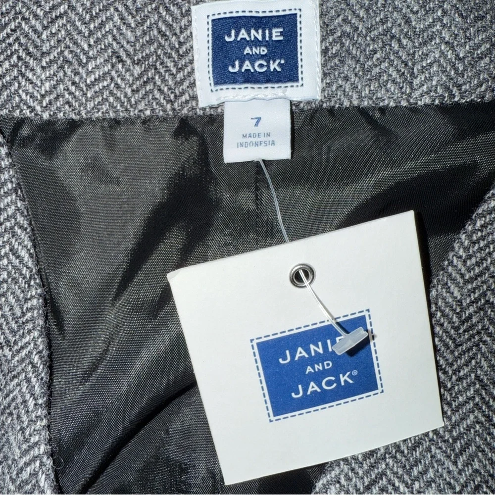 Janie and Jack NWT Houndstooth Chevron Vest Boys’ Size 7 Black White Gray Button